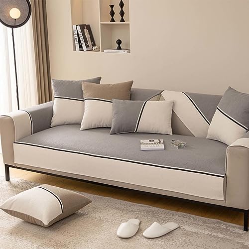 YSZBD Sofa Cover Sofaschoner rutschfest Wasserdichter Couchbezug L Form Sofaüberwurf Decke 3/4/2/1 Sitzer Waschbar Sofa Überzug Sofaschutz Katze Hundsofa Überwurf,Grey-90x240cm von YSZBD