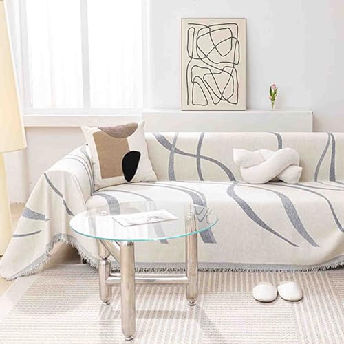 YSZBD Sofa Überwurfdecke Sofa Überzug Ecksofa L/u Form Couch Überzug 3/4/2/1 Sitzer Decke Sofahusse Doppelseitige Quastendecke, Multifunktionale Decke(#2,180x420cm) von YSZBD