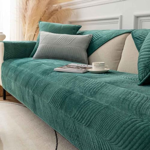 YSZBD Sofa Überzug L/u Form Sofabezug 3/2/4/1 Sitzer Sofaschoner rutschfest Ecksofa Bezug Sofahusse Hund Katze Überwurf Hundedecke Waschbar Jahreszeiten Universal,Darkgreen-70x70cm von YSZBD