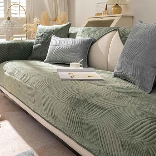 YSZBD Sofa Überzug L/u Form Sofabezug 3/2/4/1 Sitzer Sofaschoner rutschfest Ecksofa Bezug Sofahusse Hund Katze Überwurf Hundedecke Waschbar Jahreszeiten Universal,Grassgreen-90x210cm von YSZBD