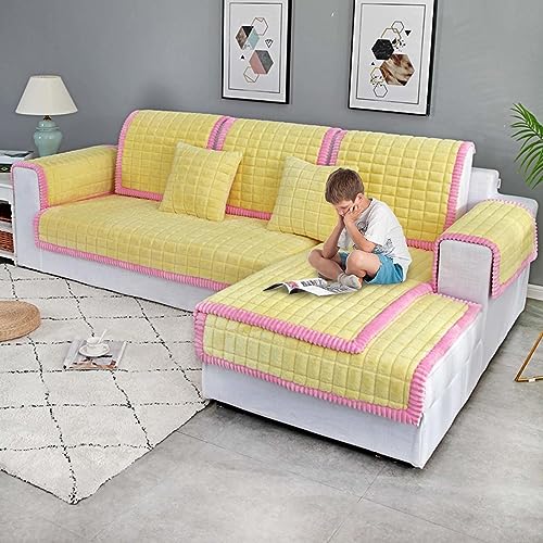 YSZBD Sofabezug Ecksofa 3/2/4/1 Sitzer Sofa Überzug L/u Form Pets Dog Sofa Überwurf Sofaschutz Überwurfdecke Warmer Super Weicher Plush Sofabezug,Yellow-70x150cm von YSZBD