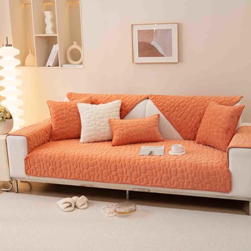 YSZBD Sofabezug Ecksofa L/u Form Sofa Überzug 3/2/4/1 Sitzer Sofaschoner rutschfest Sofa Überwurfdecke Ultraweicher Universell Waschbarer Sofabezug,Orange-90x160cm von YSZBD