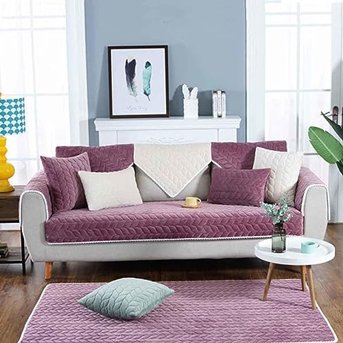 YSZBD Sofabezug L/u Form Couch Überzug Ecksofa Decke Sofaschoner rutschfest Sofa Überzug 3/4/2/1 Sitzer Sofaschutz Katze Weicher Samt, Gesund Und Hautfreundlich,Purple2-110x180cm von YSZBD