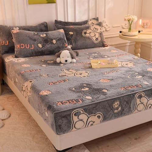 YSZBD SpannbetttüCher 180x200 Spannbettlaken Winter PlüSch Warme Kuschelige Fitted Sheet Bettlaken Warm In Verschiedene GrößEn Und Farben(b16,180x200cm) von YSZBD