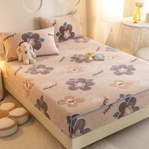 YSZBD SpannbetttüCher 180x200 Spannbettlaken Winter PlüSch Warme Kuschelige Fitted Sheet Bettlaken Warm In Verschiedene GrößEn Und Farben(b4,150x200cm) von YSZBD