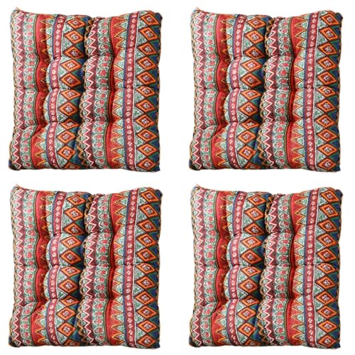 YSZBD Stuhlkissen 40x40/45x45/50x50 Mit BäNdern 6er/4er/2er Set Sitzpolster Stuhl Innen Stuhlpolster Innen Seat Cushion Dining Chair Sitzkissen FüR StüHle KüChe(#21,40x40cm4pcs) von YSZBD