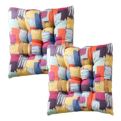 YSZBD Stuhlkissen 40x40/45x45/50x50 Mit BäNdern 6er/4er/2er Set Sitzpolster Stuhl Innen Stuhlpolster Innen Seat Cushion Dining Chair Sitzkissen FüR StüHle KüChe(#4,40x40cm2pcs) von YSZBD