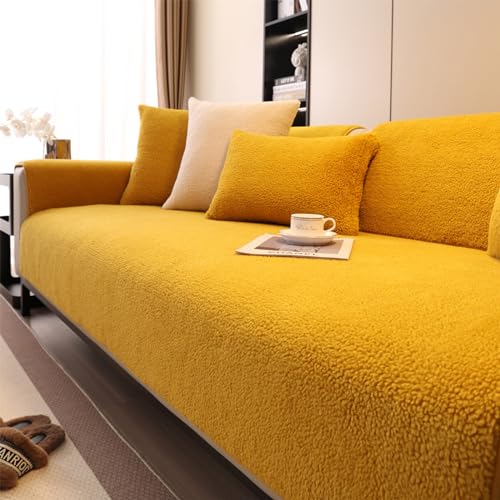 YSZBD sofabezug ecksofa wasserdicht l-Form 1/2/3/4sitzer，sofaschoner，sofaschutzdecken rutschfest,Yellow-Pillowcase(45x45cm) von YSZBD