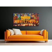Abstrakte Bild Acryl Leinwand Handgemalt „Brandenburger Tor", Gemälde Mit Rahmen, Acrylbild Acrylmalerei, Bilder Wohnzimmer von YSartStudio