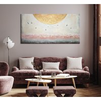 Acrylbilder Auf Leinwand Handgemalt „Sonnenenergie" Bild Acryl Handgemalt, Gemälde Mit Rahmen, Bilder Wohnzimmer Landschaft von YSartStudio