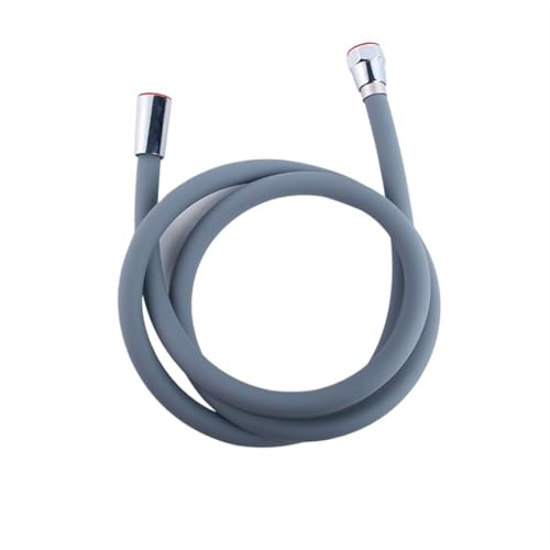 Duschschlauch 1,5/2 Meter Silikon Flexible Dusche Schlauch Anti-Wicklung Verlängerung Hochdruck Rohr Showerhead Rohr Bad Wasserhahn Zubehör(Grey 2meter) von YShiuoL