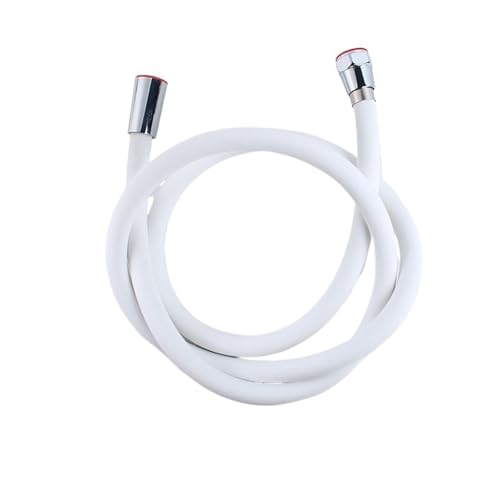 Duschschlauch 1,5/2 Meter Silikon Flexible Dusche Schlauch Anti-Wicklung Verlängerung Hochdruck Rohr Showerhead Rohr Bad Wasserhahn Zubehör(White 2meter) von YShiuoL