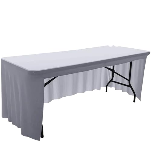 Tischdecke Hochzeitstischdecke, Tischrock, Hotelbankett, quadratisch, 1,8 m, elastische, weiß, schwarz, einfarbige(Silver Gray,4FT 122x58cm) von YShiuoL