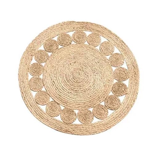YShiuoL Gewebte Türmatte Retro Handgewebte Teppiche for Wohnzimmer Schlafzimmer Runde Rattan Gras Couchtisch Fußmatten Wohnkultur(Brown3,80cm) von YShiuoL