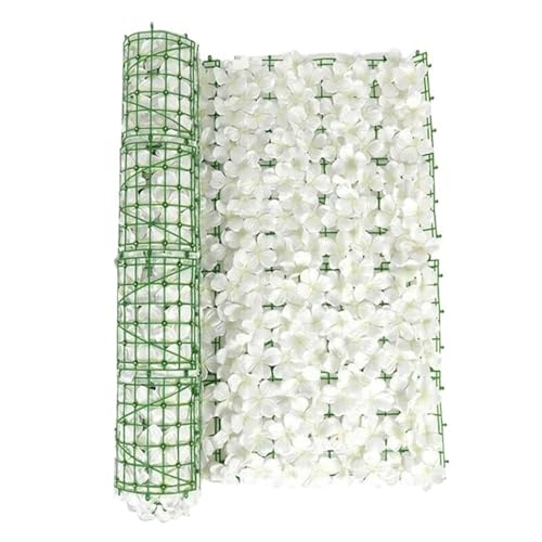 YShiuoL Künstliche Blumenwand Panel 0,5x1M Künstliche Blumen Wandpaneel 3D Hintergrund Künstliche Kirschblütenblätter Sichtschutzzaun Blumen Hecke(White) von YShiuoL