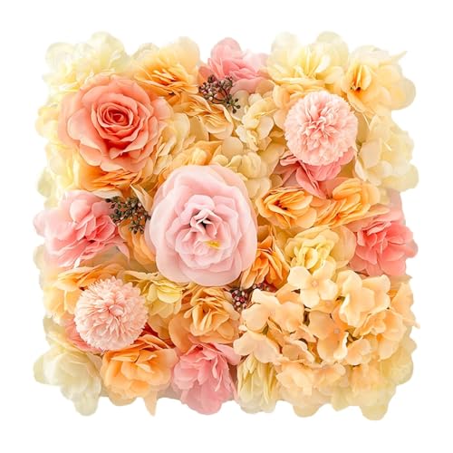 YShiuoL Künstliche Blumenwand Panel 1pc Künstliche Blume Wand Panel Rose Blume Hintergrund Party Hochzeit Hintergrund Braut Home Garten Dekoration(Orange) von YShiuoL
