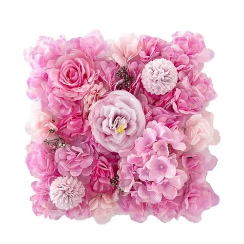 YShiuoL Künstliche Blumenwand Panel 1pc Künstliche Blume Wand Panel Rose Blume Hintergrund Party Hochzeit Hintergrund Braut Home Garten Dekoration(Pink) von YShiuoL
