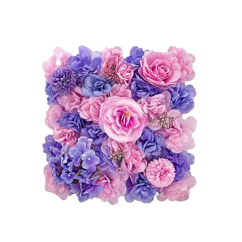 YShiuoL Künstliche Blumenwand Panel 1pc Künstliche Blume Wand Panel Rose Blume Hintergrund Party Hochzeit Hintergrund Braut Home Garten Dekoration(Purple) von YShiuoL