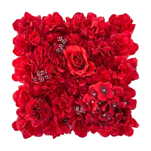 YShiuoL Künstliche Blumenwand Panel 1pc Künstliche Blume Wand Panel Rose Blume Hintergrund Party Hochzeit Hintergrund Braut Home Garten Dekoration(Red) von YShiuoL