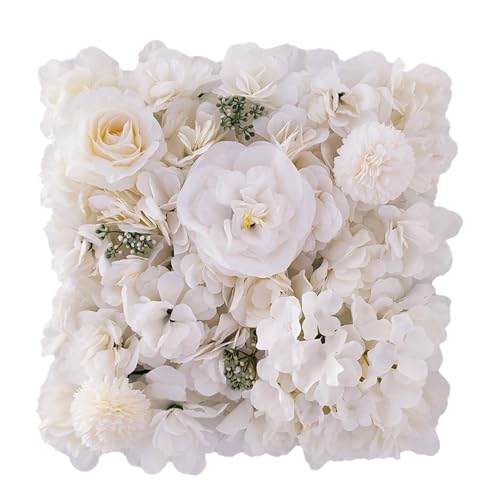 YShiuoL Künstliche Blumenwand Panel 1pc Künstliche Blume Wand Panel Rose Blume Hintergrund Party Hochzeit Hintergrund Braut Home Garten Dekoration(White) von YShiuoL