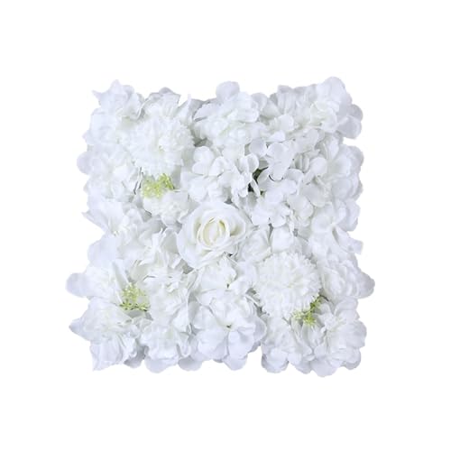 YShiuoL Künstliche Blumenwand Panel 35 * 35cm Outdoor Künstliche Blume Wände for Dekoration Rosa Seide Blumen Panel Hintergrund Dekor Home Party(White) von YShiuoL