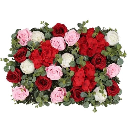 YShiuoL Künstliche Blumenwand Panel 40X60CM Rot Sammlung Simulation Blume Wand Hintergrund Wand Dekoration Hochzeit Party Outdoor Dekoration Rose Seide(Color9) von YShiuoL