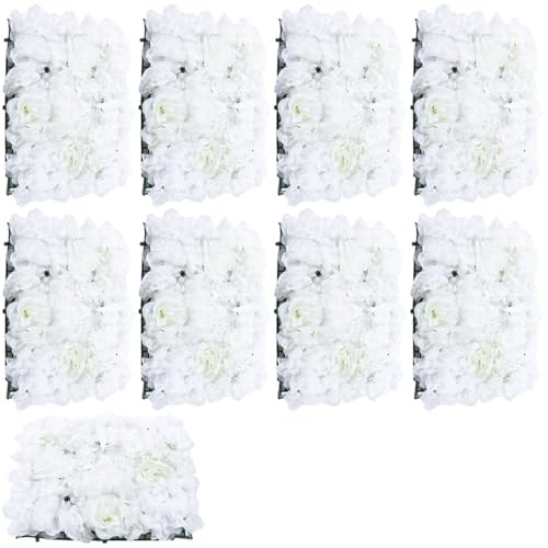 YShiuoL Künstliche Blumenwand Panel 6/9/15 stücke Künstliche Milchig Weiße Blume Wand Panel Seide Blume for Hochzeit Party Hintergrund Dekor(9pcs Milky White) von YShiuoL