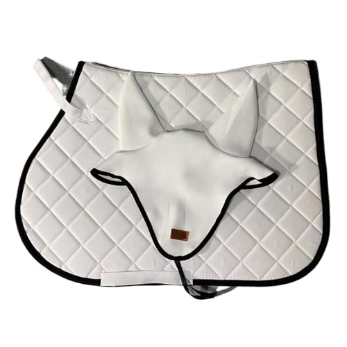 YShiuoL Sattelunterlage Sattelpolster-Ohrenschützer-Set, Geschirr, Schweißpolster, Ohrenschützer, Geschirr, Reitzubehör for Reiten(White Suit) von YShiuoL