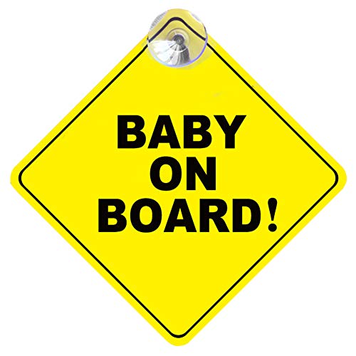 YSoutstripdu Auto-Fenster-Aufkleber mit Saugnapf, Aufschrift "Baby on Board", Warnschild, Dekoration, Geschenk, Gelb + Schwarz von Roadoor