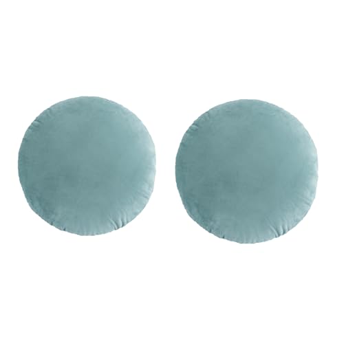 YT-KOKE Set of 2 Einfarbiger Runder Dekokissenbezug, Runde Kissenbezüge für die Heimdekoration, Weicher Warmer Samtkissenbezug (Turquoise) von YT-KOKE