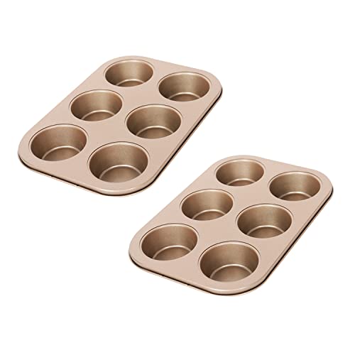 Backform, 2er Set Muffinform Kleine Kuchen Backförmchen Cupcake-Form Flachboden(Gold) von YTACPN
