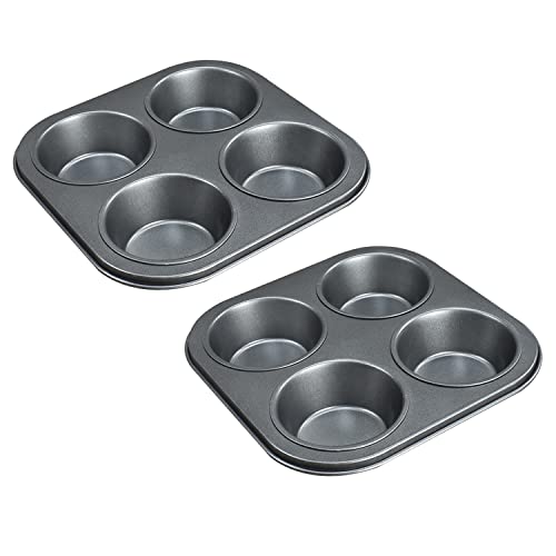 Backform, 2er-Set Premium-Cupcake-Pfannen, lebensmittelecht, antihaftbeschichtet, rund, glatt(Black) von YTACPN