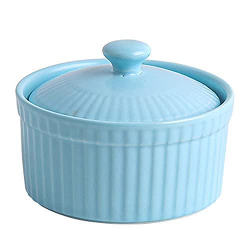 Backform, Porzellan-Auflaufförmchen mit Deckel, Mini-Auflaufform for Vorspeisen, Vanillepudding-Dip(Blue) von YTACPN