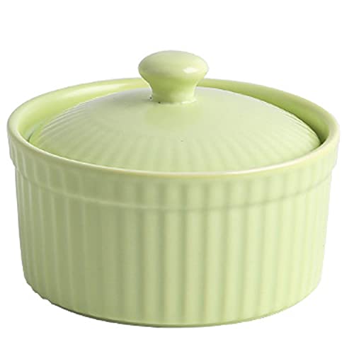 Backform, Porzellan-Auflaufförmchen mit Deckel, Mini-Auflaufform for Vorspeisen, Vanillepudding-Dip(Green) von YTACPN