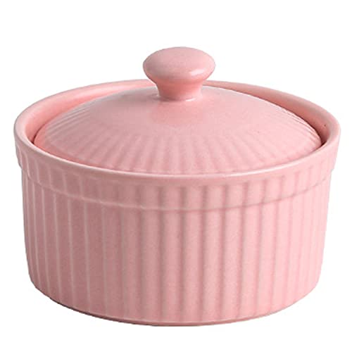 Backform, Porzellan-Auflaufförmchen mit Deckel, Mini-Auflaufform for Vorspeisen, Vanillepudding-Dip(Pink) von YTACPN