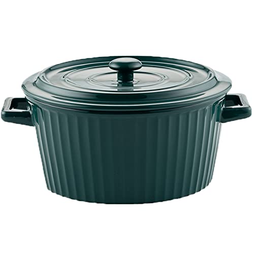 Backform, Porzellan-Auflaufförmchen mit Deckel for Backen, Souffléform, Auflaufform mit Deckel(Green) von YTACPN