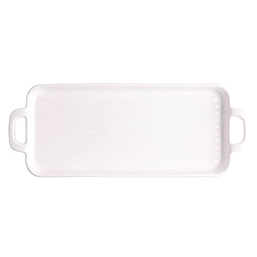 Backform, Rechteckige Keramik Backformen Flach Backen Haushalt Binaural Käse(White) von YTACPN