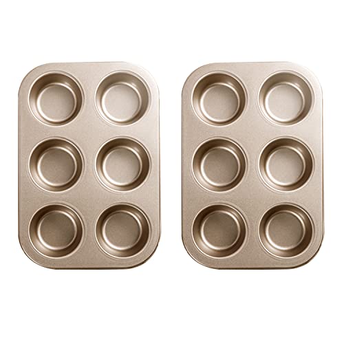 Backform, Set mit 2 Premium-Cupcake-Pfannen, runder Rand, einfaches Entformen, nicht klebrig(Gold) von YTACPN