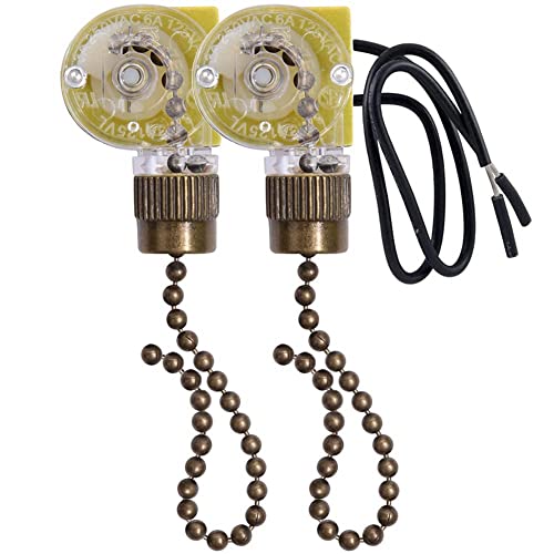 Ventilator-Schalter 2 Stück ZE-109 Zweidraht-Lichtschalter mit Zugschnüren for Deckenleuchten, Ventilatoren, Lampen(Bronze) von YTACPN