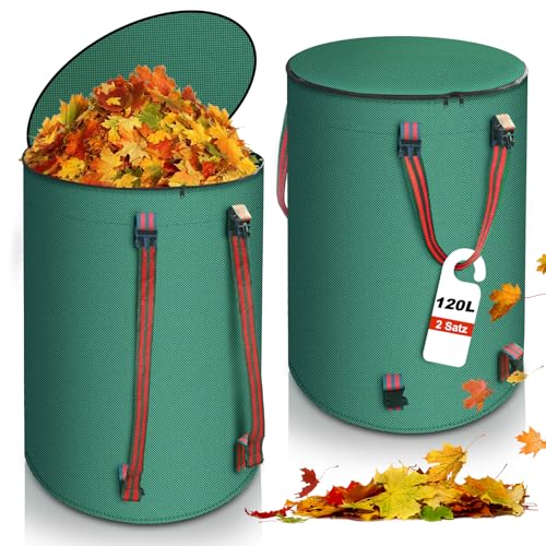 YTACREA 2X 120L Gartenabfallsack mit Deckel und Griffen, Stabile Faltbar Gartensack Laubsammler, Selbststehend, Groß Laubsack mit Deckel für Gartenabfälle und Grünschnitt, Rucksack, Handheld YTACREA 2X 120L Gartenabfallsack mit Deckel und Griffen, Stabile Faltbar Gartensack Laubsammler, Selbststehend, Groß Laubsack mit Deckel für Gartenabfälle und Grünschnitt, Rucksack, Handheld von YTACREA