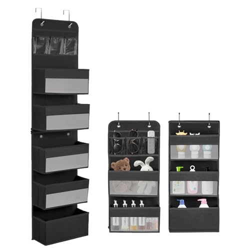 YTACREA Hängeorganizer, Removable Hängeaufbewahrung Tür mit 5 Lagig Taschen, Tür organizer mit 4 Haken, Hänge Organizer Stoffregal zum Aufhängen für Türrahmen Schlafzimmern Kinderzimmer 150*36.5*14cm von YTACREA