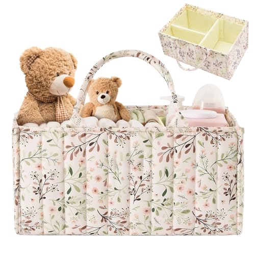 YTACREA Wickeltasche Organizer, Wickeltisch Organizer, Diaper Bag mit Blumenmuster und Herausnehmbaren Fächern, Wickelkorb, Wickelorganizer für Newborn Baby Essentials, Babykorb für Windel Organizers YTACREA Wickeltasche Organizer, Wickeltisch Organizer, Diaper Bag mit Blumenmuster und Herausnehmbaren Fächern, Wickelkorb, Wickelorganizer für Newborn Baby Essentials, Babykorb für Windel Organizers von YTACREA
