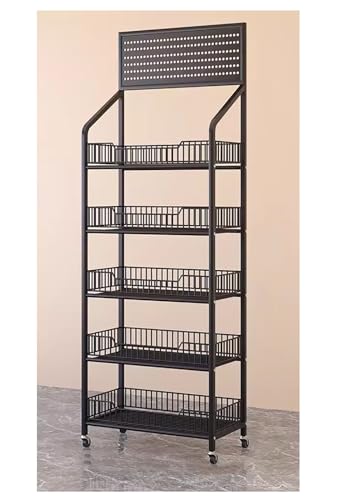 YTBHSHXZ, 4/5 Etagen mit Haken, for Büro, Küchenschrank, Speisekammer, Konzessionsparty, einfach zu montierender Regal-Organizer(Black 5 Tier,L 60CM/24IN) von YTBHSHXZ