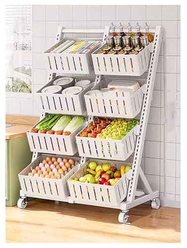 YTBHSHXZ, 4-stufiges Einzelhandels-Präsentationsregal mit 8 Körben, Snack-Gemüse-Obst-Display-Organizer, Korb-Set-Regal(White) von YTBHSHXZ