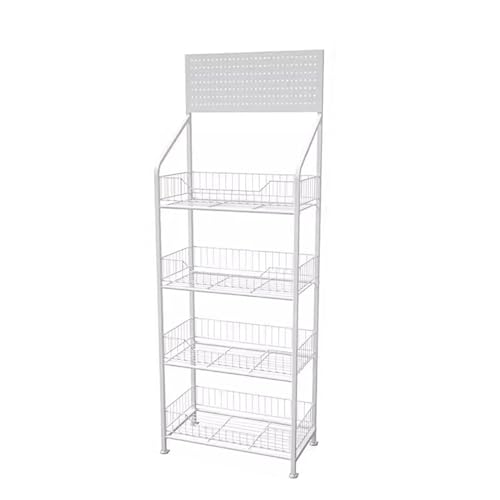 YTBHSHXZ, Aufbewahrungsregal for Obst und Gemüse for den Supermarkt, abgestuftes Korbsystem aus Stahl zur Organisation von Chips/Süßigkeiten/Brot(White,4 Tier60x27x140cm) von YTBHSHXZ