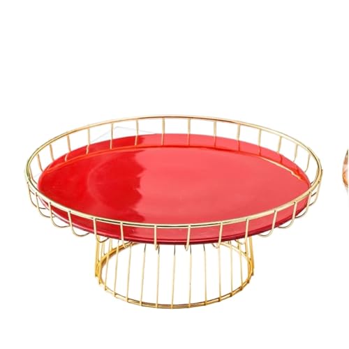 YTBHSHXZ, Einschichtige Keramik Dessert Tisch Hochzeitsdekoration Kuchen Display Stand Licht Luxus Geburtstagsparty Cupcake Tablett(Red) von YTBHSHXZ