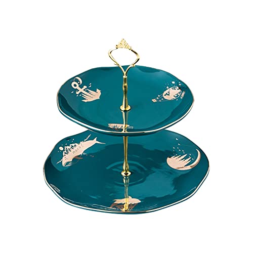 YTBHSHXZ, Keramik Doppel-Schicht Dessert Tisch Abnehmbare Cupcake Display Stand Metall Griff Nachmittag Tee Gebäck Rack Kuchen Tablett YTBHSHXZ, Keramik Doppel-Schicht Dessert Tisch Abnehmbare Cupcake Display Stand Metall Griff Nachmittag Tee Gebäck Rack Kuchen Tablett von YTBHSHXZ