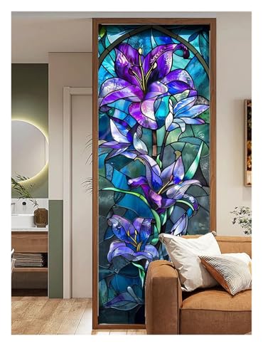 YTBHSHXZ, Selbstklebende Anti-Peeping-Glasfolie mit exquisitem Blumenmuster, elektrostatisch mattiert, um die Privatsphäre von Buntglasfenstern abzudecken(Az041,40x100cm) von YTBHSHXZ