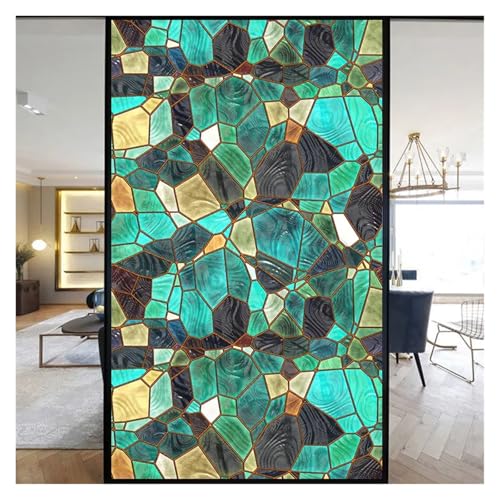 YTBHSHXZ, Selbstklebende Bunte Glasmalerei Milchglasfolie Moderne Kunst Geometrie Muster Fensteraufkleber Blickdicht selbstklebend(A,45x90cm) von YTBHSHXZ