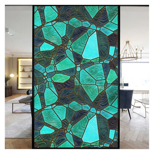 YTBHSHXZ, Selbstklebende Bunte Glasmalerei Milchglasfolie Moderne Kunst Geometrie Muster Fensteraufkleber Blickdicht selbstklebend(B,40x60cm) von YTBHSHXZ